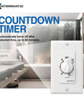 60-Minute Spring Wound Timer For Lights And Appliances White Energy Saving Control displayed in a modern bathroom