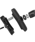 Exploded view of Medium Double Socket Arm For B Size 1 Inch Ball Components, showing parts and assembly features.