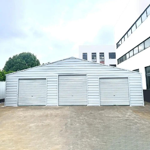 Heavy Duty Steel Barn Garage With Roll Top Metal Doors For Trucks Tractors Rvs Atvs And Workhorses Storage Shelter in backyard
