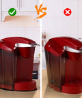 Slick Slide Mat For Keurig K Classic Coffee Maker Slider Pad next to coffee maker, showing ease of movement on counter.