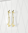 Gold Twig Branch Cabinet Knob Pulls 2 Pack Zinc Alloy Decorative Handles for Cabinets 128mm Hole Centers installed on white doors