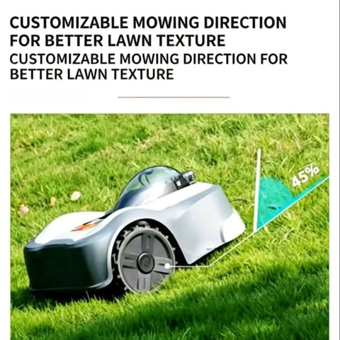 Vision Guided Lawn Robot Mower With 22 Centimeters Wide Cutting Track, Three Blades, climbing 4.5% incline on grass
