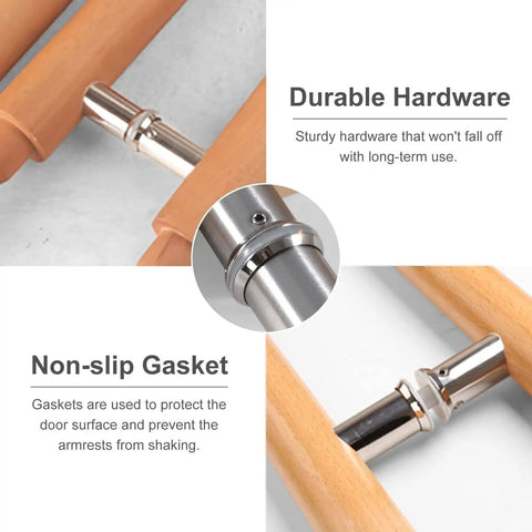 Wooden Entry Door Handle Set With Push Pull H Shaped Knob Grip For Glass And Sliding Doors, Back To Back Mount, Easy Install With Hardware details close-up