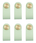 Rock Solid Set Of Six Premium Genuine Cowhide Leather Drawer Pulls With Brass Screws Handmade Cabinet Handles For Bedroom Bathroom Home Decor Light Green, set of 6.