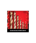 Craftsman 14-piece gold oxide drill bit set in red case for wood, plastic or metal (front view)