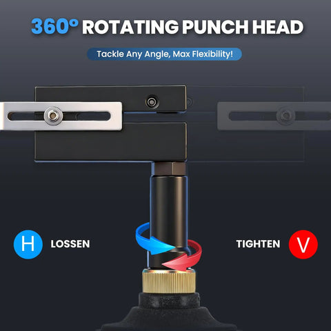 360° rotating punch head of Five Millimeter Pneumatic Hole Punch For Metal Working, Air Powered Punch Tool, Heavy Duty Gun