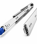 Heavy Duty 20 Inch Locking Drawer Slides With One Side Release For Easy One Hand Access Wide Pull Outs Fully Locking And Fully Extending Great For Trucks RVs Vans And Mobile Storage Solutions, zinc-plated steel