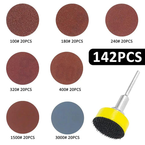One Inch Sanding Discs Kit, Quick Change Surface Conditioning Discs For Die Grinder, 142-Piece Set With 100 180 240 320 400 1500 3000 Grit