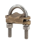 Heavy Duty Grounding Clamp For Underground Copper Wire Direct Burial Electric Conduit Terminal Fits 2/0 To 4 AWG shown with metal bolts and silicon bronze hardware.