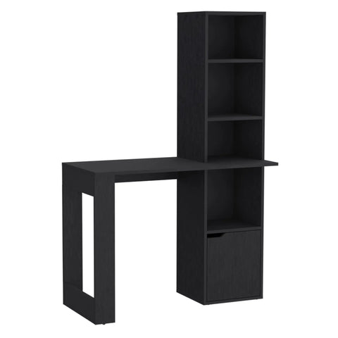 Adjustable Gaming Standing Computer Desk With Toolless Interlocking Setup Sturdy Small Home Office Table in black with storage