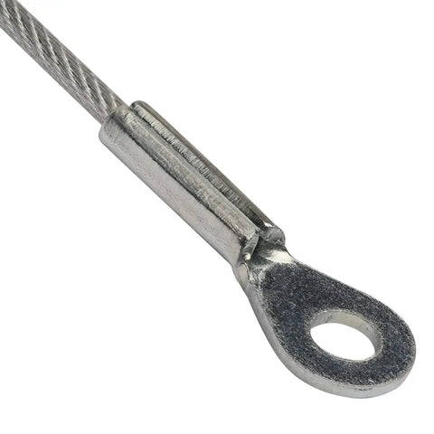 Close-up of Two Pack Cabinet Door Restraint Kit with zinc finish showing cable end and metal loop attachment.