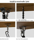 Heavy Duty Hammock Hanging Kit With 360 Degree Rotate Hooks, 1000 Lb Capacity, installation instructions on wooden surface