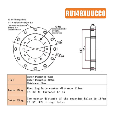 Top Shelf Crossed Roller Bearing Ru148 X Rotational Precision Bushings Designed For Heavy Duty Machinery Built Dead Set Tough For Real Industrial Grind No Nonsense Reliability Daily