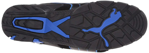 Underside view of Rio Black Industrial Work Shoe With Aluminum Toe Cap, Oil And Slip-Resistant Outsole, IdCELL Heel Shock Absorption