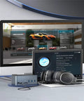 Slick Operator 14 In 1 Type C Docking Station For Macbook And PC Laptop Rigs Featuring No Sweat Sync Flat Out Fast Charging dual 4K displays.
