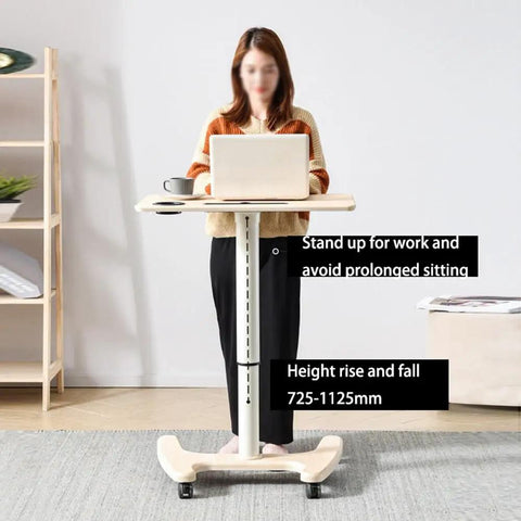 Smooth Operator Pneumatic Rolling Standing Desk With Pro Grade Swivel Casters For Home Office Laptop Workstation Quick Height Flex, user working while standing.