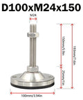 Heavy Duty Adjustable Furniture Leveling Feet Pair Thick Carbon Steel Threaded Base Stabilizer measuring 150mm height and 100mm diameter.