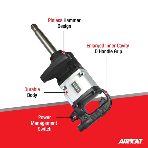 Heavy Duty 1 Inch Straight Impact Wrench Featuring A Pinless Hammer Mechanism And Eight Inch Extended Anvil Delivers Two Thousand Foot Pounds Of Badass Torque Built Like A Rock Solid Workhorse For Professional Garage Shops