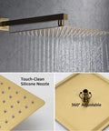12 inch rain shower head from Shower System With Waterfall Tub Spout 12 Inch Rain Shower Head And Handheld 3 Function Square Faucet Set