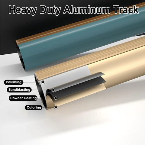 Heavy Duty Curtain Rod Set With Aluminum Alloy Brackets And Rings, Wall Mounted Drapery Rod For Sliding Doors, No Snag Glide, Patio, Living Room Or Bedroom, Smooth Glide Track System, Gold Finish, 4.9 Ft. aluminum track finish options