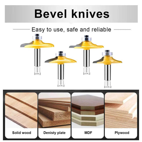 Pro Grade Four Piece Woodworking Edging Router Bit Set With Quarter Inch Shanks For Door And Drawer Fronts Carbide Cutter Bits