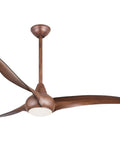 Light Wave 52 Inch Ceiling Fan With LED Light Kit In Distressed Koa Finish, Remote Controlled Three Speed Fan And Full Range Dimmer
