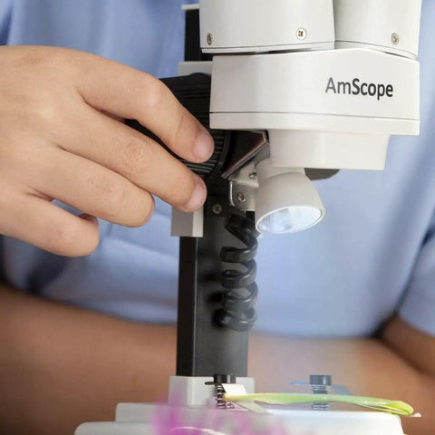 Portable Binocular Stereo Microscope With LED Illumination And 10x Widefield Eyepieces Built For Hands On Learning At Home Or In The Classroom Perfect For Checking Biological Specimens Rocks Stamps Jewelry And Other Tiny Objects, with hand adjusting LED light