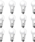 Bright 10W LED A19 Bulb 1200 Lumen 2700K Soft White Non Dimmable E26 Base 120V UL Listed No Brainer Energy Saving Replacement 12 Pack