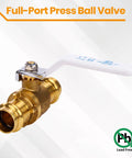 No Sweat 3/4 Full Port Press Ball Valve For Pure Household Water with white handle and copper ends.
