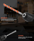 WADEO 17-piece masonry drill bit set with hex shank and bit holder; drill bit shown in chuck
