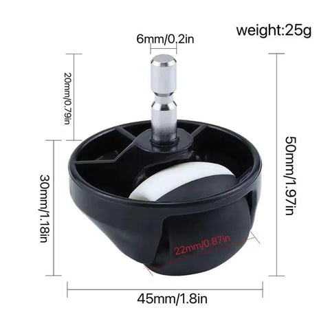 Roomba front wheel caster assembly for 500–900 series, black housing with chrome stem, 1 piece