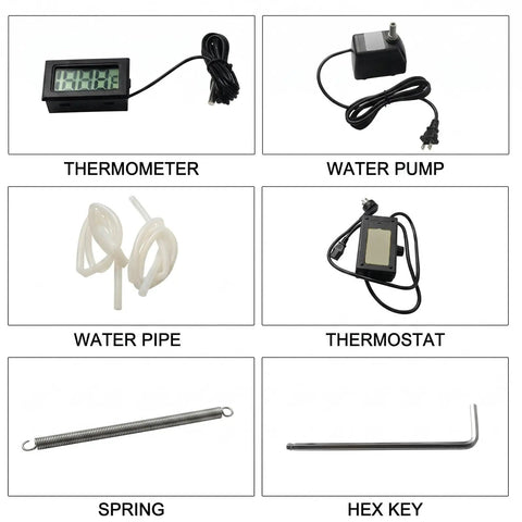 Heavy Duty Acrylic Bending Machine 110V Thermal Sheet Bender accessories including thermometer, water pump, and thermostat.