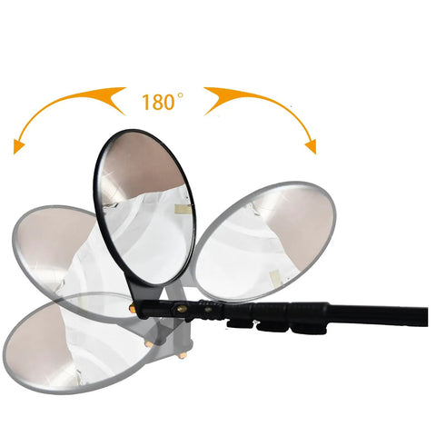 Under Vehicle Inspection Mirror With LED Light, 8 Inch Wide PVC Mirror, 180 Degree Adjustable, Telescopic Handle