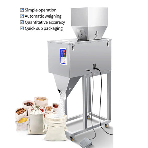 Straight Up Automatic Powder Filler Machine With Digital Display Quick Vibration Tech And Detachable Hopper for stress-free packing of flour and grain.
