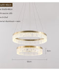 Next Level Gold Round Pendant Light Featuring Three Color Adjustable Aluminum Shade For Smooth Eye Friendly Illumination Perfect Living Room Bedroom Kitchen Dining Room Cozy Vibe Check Solid Setup with dual circles, aluminum and resin material, size 55cm.