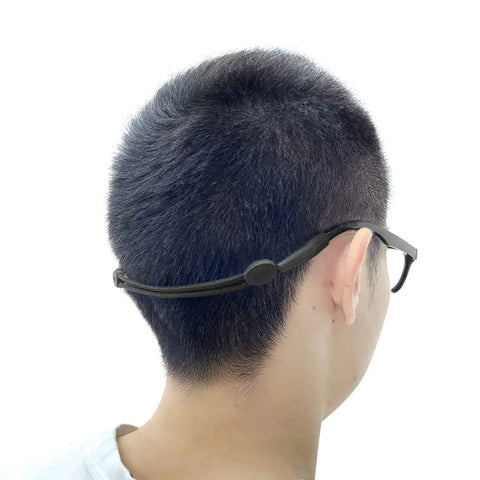 Three Pack Adjustable Eyewear Strap for Sports and Active Lifestyles Stay Put Non Slip Eyewear Retainer on person from the back