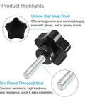 Star Clamping Knobs M8 Thread 21mm Stud 30mm Head Black Plastic Thumb Screw Hand Grips For Lathe Machinery Secure Quick Adjust