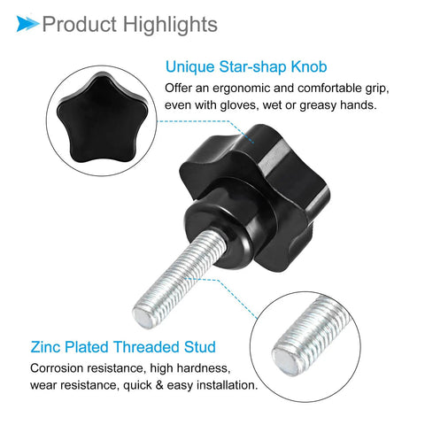 Star Clamping Knobs M8 Thread 21mm Stud 30mm Head Black Plastic Thumb Screw Hand Grips For Lathe Machinery Secure Quick Adjust