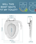 Diagram showing measurements for a Non Electric Bidet Toilet Seat For Elongated Toilets With Soft Close Lid And Self Cleaning Nozzles Adjustable Water Pressure No Fuss DIY Installation All In One Seat Upgrade For Fresh Hygienic Bathroom Comfort.