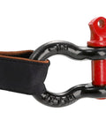 Close-up of 6 Pack Half Inch D Ring Shackle 2.0 Ton Capacity Heavy Duty Screw Pin For Tow Straps, black powder coated with red pin, side view.