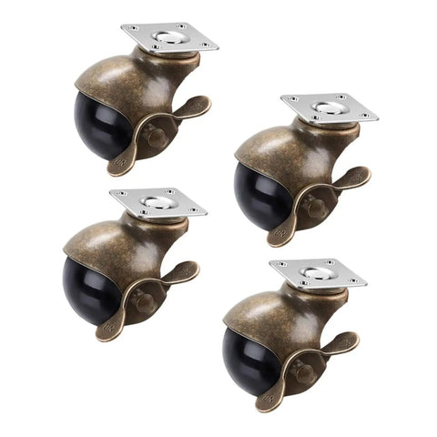 Vintage Brass Finish Plate Casters And 2 Inch Swivel Furniture Wheels Built Tough for easy room refreshes, 4 pack.
