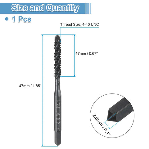 Spiral Flute Tap 4-40 UNC H2 Machine Threading Tap Bit With Nitrided Coated Screw Tapping Repair Tool High Speed Steel