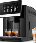 Fully Automatic Espresso Machine With Built In Grinder And Milk Foam 19 Customizable Coffee Options Auto Clean Easy Maintenance Perfect For Home Baristas And Quick Latte Art with dual coffee output and touchscreen