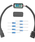 Harness Disable Kit For Honda 3.5L V6 With VCM, showing connectors, resistors, and module, plug-and-play for Odyssey, Ridgeline.