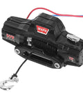 Rockin Metal Electric RC Winch For Mini 1/18 Trx4m And 1/24 Fms Crawlers showing black metal body and winch hook.