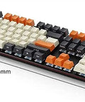 Slick Wired Mechanical Gaming Keyboard With Dope RGB Backlighting And Crisp Blue Clicky Keys Ergonomic Qwerty Design For PC Gamer Rig Upgrades And All Day Office Grinds, top view showing dimensions.