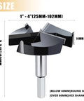 1-1/2 Inch Forstner Drill Bit 38mm Triple Flute Tungsten Carbide Tipped For Hard Wood And Soft Wood Clean Cuts 92mm Shank