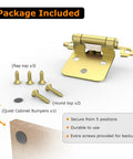 Half Inch Overlay Cabinet Hinges, 20 Pack Self Closing Flush Mount, brass gold finish with screws and bumpers displayed