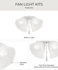 AirPro 4 Light Ceiling Fan Light Kit with white alabaster glass shades, featuring pull chain operation for P2500 and P2501 AirPro fans.