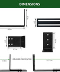 Dimensions of Adjustable Door Barricade Brackets For Inswing And Outswing Doors Heavy Duty U Shaped And C Brackets.